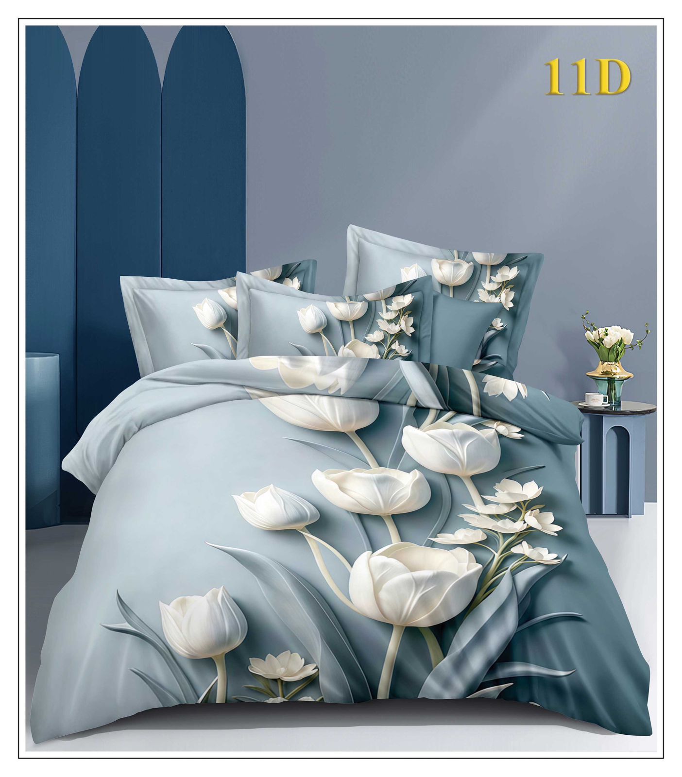 Blue Floral Bedsheet Set